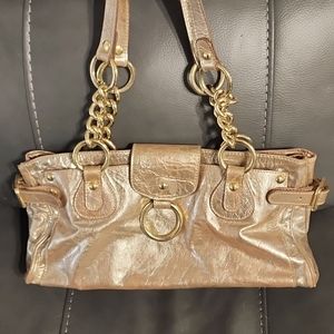 Maurizio Taiuti genuine leather metallic gold  shoulder purse